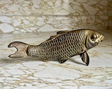 Vintage Mid Century 1960s Solid Brass Koi Fish Figurine Sculpture Heavy picture