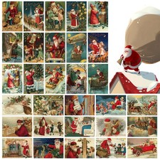 Charm Kiss 30pcs Vintage Christmas Greeting Cards, Santa and Christmas Reprint picture