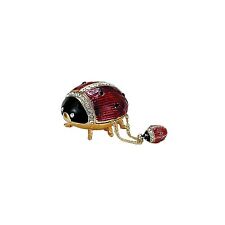 Kubla Craft Jeweled Enameled Trinket Box: Ladybug Box w/Pendant Necklace, #4006 picture