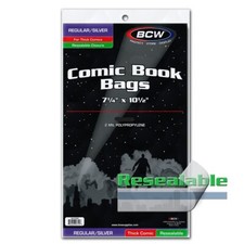 NEW (100 CT) BCW Silver / Regular Comic Bag-Resealable Thick picture