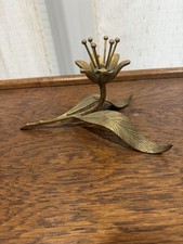 Vintage Hollywood Regency MCM Brass Lotus Flower Ashtray *No Petals* picture