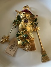 Kirk’s Folly Enamel Xmas Snowman Pendant Ornament Cats Holly Broom Fairy picture