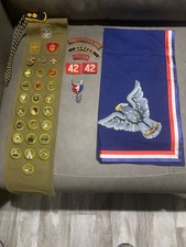 VINTAGE 1970s Troop 42 Eagle Scout Estate Lot - Stange Medal, Sewn Ban picture