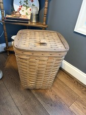 Vintage 1985 Longaberger Large Laundry Hamper Basket With Lid Signed BAR picture