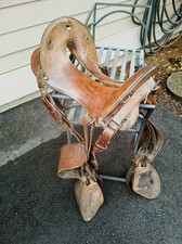 Vintage antique McClellan WW1 saddle 12 inch seat Spalding 1917 picture