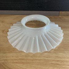 Antique White Milk Glass Ruffled Petticoat Reflector Shade picture