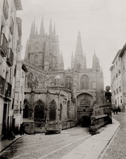 Burgos Spain Cathedral Street View Gothic Architecture Vtg. Photo 19thC. picture