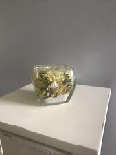 Vtg Candle In The Wind Tea light Holder Flowers And Greens Preserved In Gel. picture