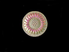 32mm Czech Vaseline Glass Rainbow Iridescent AB # B683 Metal Shank picture