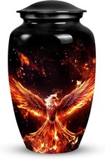 Paruhas White Head Phoenix in Red Fire Adult Urn - NEW OPEN BOX picture
