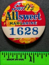 Vintage Swift's Allsweet Margarine Pinback Pin picture