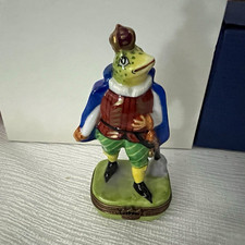 ROCHARD Limoges France Peint Main Hand Painted Frog Hinged Trinket Box picture