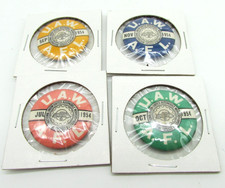 Lof of 4 Vintage 1954 UAW AFL Union Dues Pinback Buttons July Sept Oct Nov picture