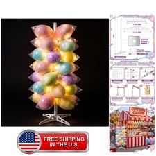 5.25 ft Tall Cotton Candy Stand Holder with LED Lights, 64 Holes, Glowing picture