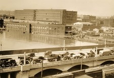 1929 Mills and the Central Bridge Lawrence, MA Old Photo 13 x 19 Reprint picture