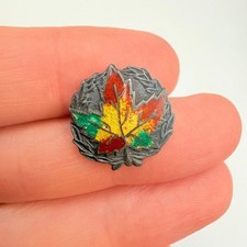 Antique Sterling Silver Canada Maple Leaf Enamel Pin Brooch Fall Colors Signed picture