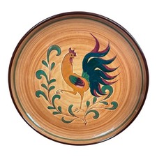 Vintage Folk Art Pennsbury Pottery Red Rooster Charger - Pennsylvania Dutch picture