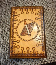Vintage Handcrafted Wooden Tobacco Cigarette Box picture