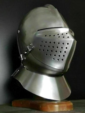 Medieval Armet Helmet Knight Armor 16-Gauge Steel – LARP & Costume picture