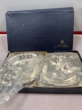 Vtg F. B Rogers Silver Company Twin Heart Double Bon Bon Dish USA BONBONS Box picture