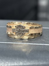VINTAGE HARLEY DAVIDSON 10K YELLOW GOLD RING ~ SIZE 7 picture