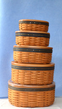 Longaberger Collector's Club Harmony Baskets Set of 5 with Lids 3 with Protector picture