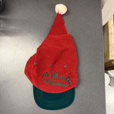 *READ* Vintage 1993 Merry Christmas Felt Snapback Santa Cap Hat Holiday 🔥 picture