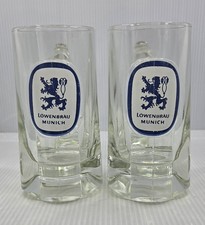 Vintage Lowenbrau Munich  Heavy Glass Beer Mug  Beer Stein picture