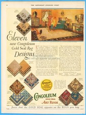 1927Congoleum Gold Seal Art Rugs Eleven Designs 1920's Girl's Bedroom Ad picture