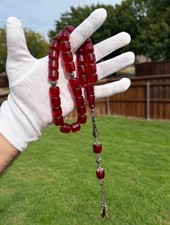 Rare Vintage Cherry Cognac Faturan Bakelite Tasbih 171.8g Zafran Honey Vein 33B picture
