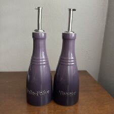 Le Creuset Cassis Oil & Vinegar Bottle Set Purple Ombre Rare picture