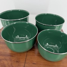VTG 1960s Emalox Norway Green Enamel Aluminum Nesting Bowls Set of 4 Mid Century picture