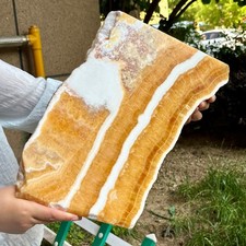 10.1 LB Yellow Calcite Crystal Polished Double Sided Slice Natural Specimen picture