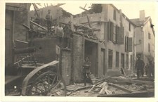 WWI Soldiers in Ruined European Town RPPC Real Photo Postcard c. 1914-18 picture