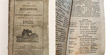 1823 antique NEW HAMPSHIRE REGISTER HISTORY genealogy militia societies almanac picture