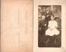 Vintage RPPC Real Photo Postcard Children 3 Family Portrait Unposted Antique picture