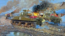 WW2 WWII US ARMY BATTLE SCENE TANKS SOLDIERS ATTACK Military War Poster Print picture