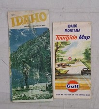 Lot of 2 Idaho Highway Maps c 1970's Foldout Paper Map picture