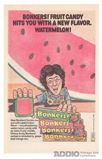Bonkers 1985 PRINT AD watermelon fruit candy Nabisco vtg promo page 1980s 80s picture