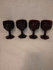 Vintage Avon 1876 Cape Cod Heavy Ruby Red Glass Wine Goblets - Set of 4 picture