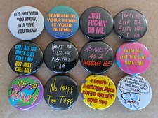 Lot of 12 Vintage 1990 Pinback Buttons 1.75 raunchy novelty retro 90 funny L picture