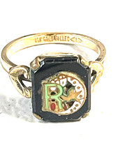 Black Onyx Daughters of Rebekah ODD FELLOWS 10k GF RING SIZE 7 picture