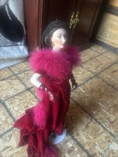 Franklin Heirloom Gone w the Wind, Scarlett O’Hara Porcelain Doll, Red Dress picture