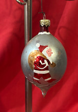 Vintage hand painted glass Santa teardrop ornament  picture