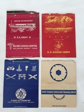 4 WW2 Matchbook Covers 3 x 5 - US ARMY Billings IN, Atterbury, Camp Ellis, M.C. picture