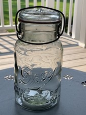 Vintage Drey Improved Ever Seal Clear Glass Quart Mason Canning Jar With Lid picture