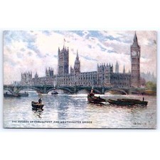 Postcard UK England London Parliament Westminster Bridge Tucks Oilette -00412 picture