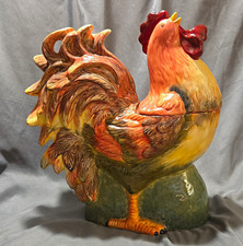Vintage Certified International Susan Winget Rooster Cookie Jar w/ Lid 14in picture