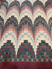 rare bargello mod-vintage quilt 90’s Light in the Valley) 88X105 teal/pink multi picture