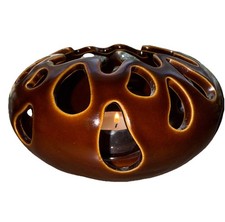 Retired PARTYLITE  Ceramic Candle Holder Bowl for Tealight Candle Abstract picture